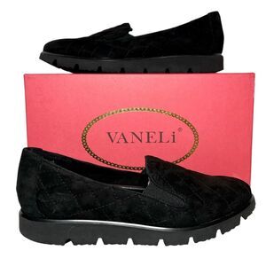 VANELi Juana Black Suede Loafers 11N AA Quilted Lug Sole NIB